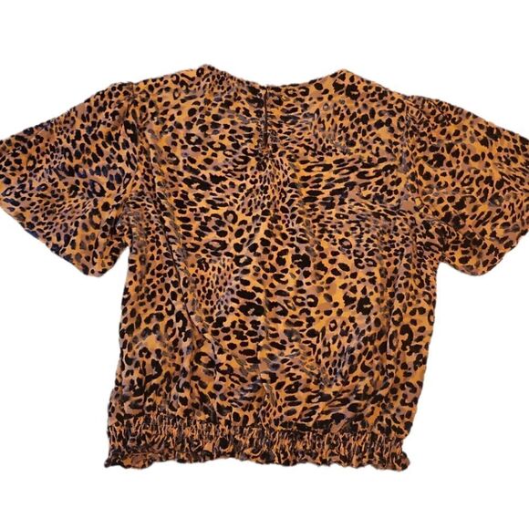 NWT Guess Women's Rhelin Wreckless Cheetah Print Top Brown Black M - Picture 5 of 10